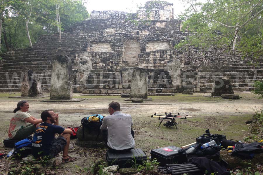 Filming at ancient Maya site of Calakmul, Mexico